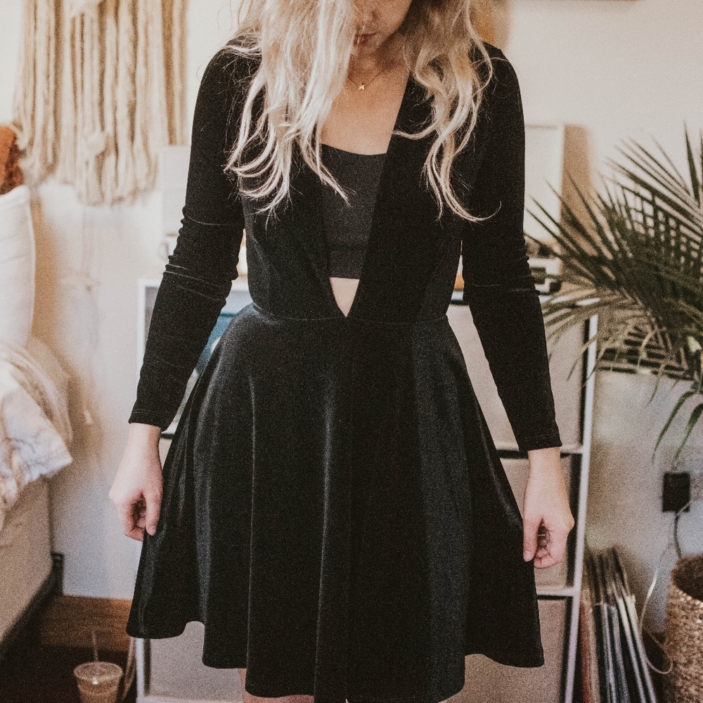 American Apparel Velvet Black Dress
